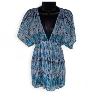 Motherhood Boho Kimono Tunic Cover-up with a Empire Waist Abstract ikat Size S